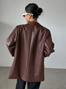 DAZY 西裝領PU皮革外套