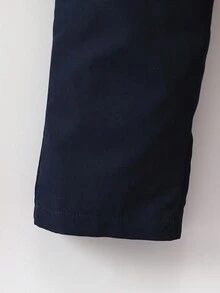 SHEIN Chàng trai trẻ Sọc Nơ mặt trước 2 trong1 Áo sơ mi & Quần - Xanh và trắng - Xem 6