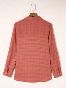 Astylish Solid Button Front Shirt - Redwood - View 5
