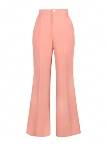 Solid Flare Leg Suit Pants - Pink - View 1