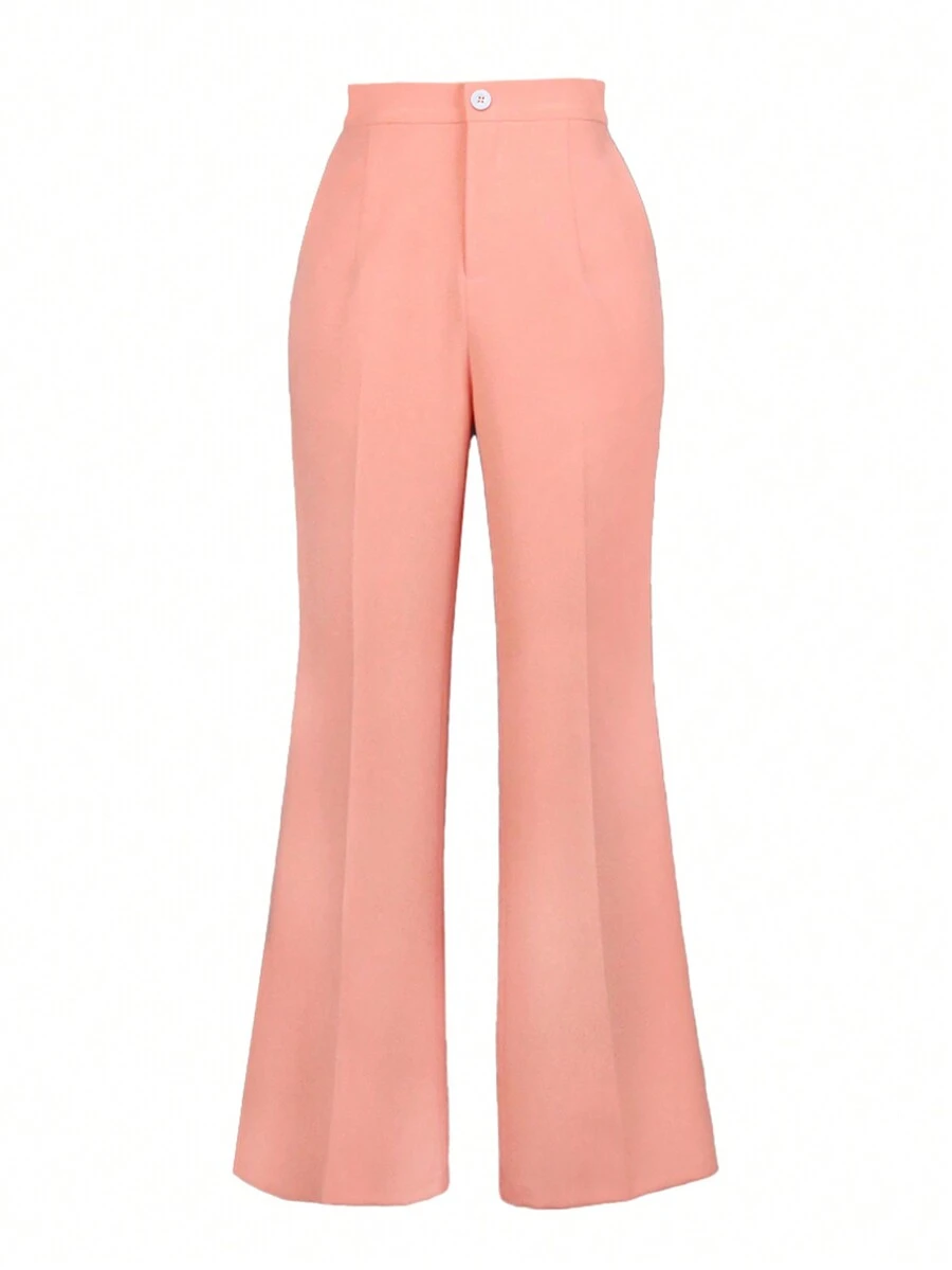 Solid Flare Leg Suit Pants - Pink - View 1