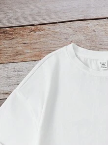 青少年女孩蝴蝶和標語圖案T恤 - 白色 - 查看 5