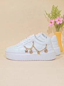 Women's Outdoor Thick-Soled Sneakers, Lightweight Comfortable Casual Platform Shoes, Plus Size - White - View 2