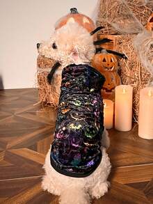 PETSIN 1pc Pet Halloween Bat & Pumpkin Print Hoodie With Glow-in-the-dark Design - Multicolor - View 11