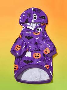 Halloween Thú cưng In Áo nỉ - Màu tím - Xem 4