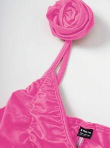 SHEIN Unity Vestido de tirantes unicolor rosa 3d - Rosa - Ver 5