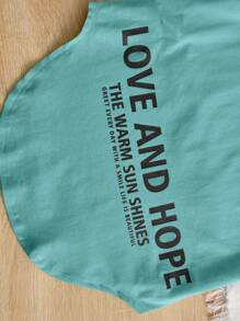 SHEIN Garota pré-adolescente Detalhe da Letra Remendada Bainha Curvada Camiseta & Perneiras