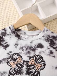 SHEIN Jeune Fille Tie Dye Figure Sweat-shirt & Legging - Multicolore - Voir 3