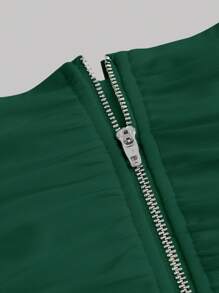 SHEIN MOD Off Shoulder Ruched Bandana Hem Mesh Top - Dark Green - View 4