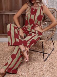 EMERY ROSE Polka Dot Print Tank Top & Wide Leg Pants
