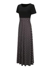 Vestido evasé con estampado de lunares - Negro - Ver 3