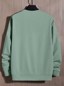 SWAVVY Men Letter Patched Sweatshirt & Elastic Waist Shorts