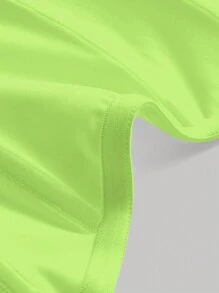 SHEIN MOD Top bandeau unicolor fruncido bajo pañuelo de malla - Verde Lima - Ver 3