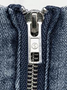 Denimoi Puff Sleeve Zip Up Crop Fashion Denim Top - Grey - View 9