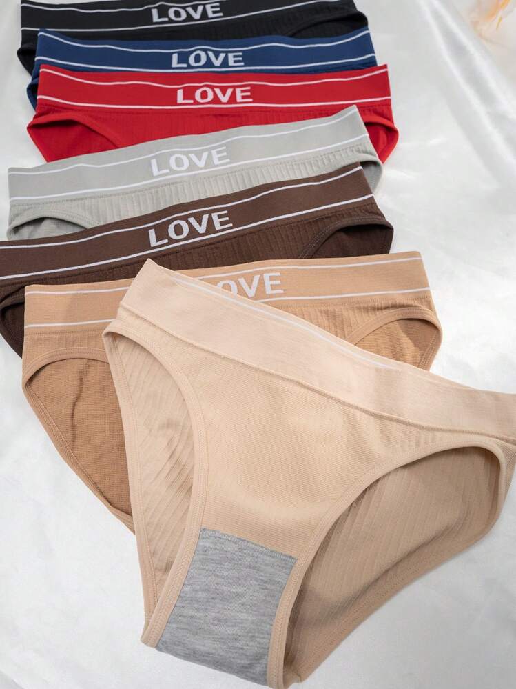 7 paquetes de Briefs deportivos de punto acanalado con gráficos de letras - Multicolor - Añade 3