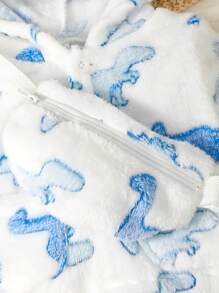 男嬰恐龍圖案連帽衫附包和運動褲 - 藍白色 - 查看 4