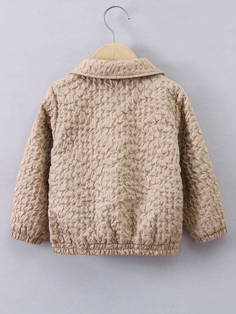 Young Boy Letter Patched Detail Textured Jacket Without Tee