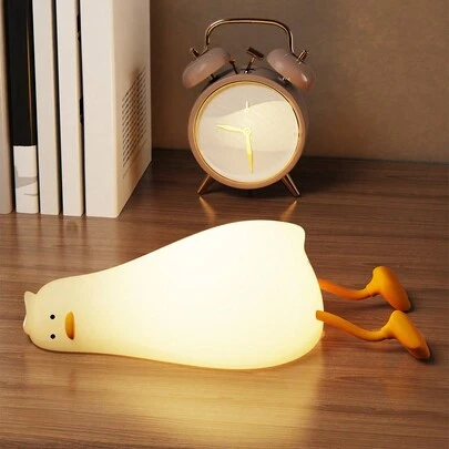 JMMO Duck Shape Night Light, Cute Flat Duck Lamp, Table Lamp, Dimmable, USB Rechargeable, Nursing Light, Bedside Night Light