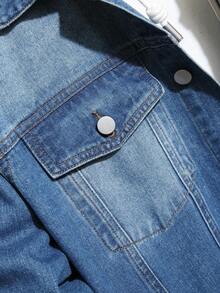 Manfinity Hypemode Men Plus 1pc Flap Pocket Denim Jacket - Blue - View 6