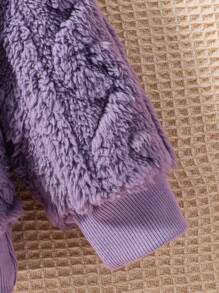 SHEIN Áo và quần có cổ tương phản của cô gái trẻ - Màu tím - Xem 4