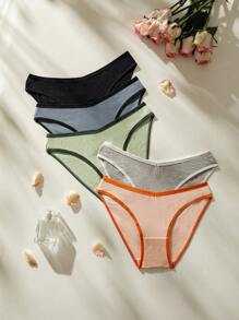 CoupledUp 5pack Contrast Binding Ribbed Knit Brief