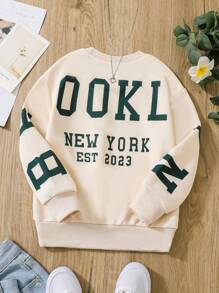 SHEIN 女小童字母圖案運動衫