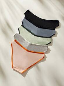 CoupledUp 5pack Contrast Binding Ribbed Knit Brief