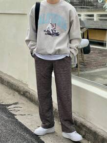 DAZY Men's Letter Print Thermal Lined Sweatshirt, Autumn/Winter