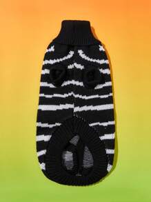 1pc Autumn/Winter Fashion Halloween Spider Pattern Pet Sweater - Black - View 5
