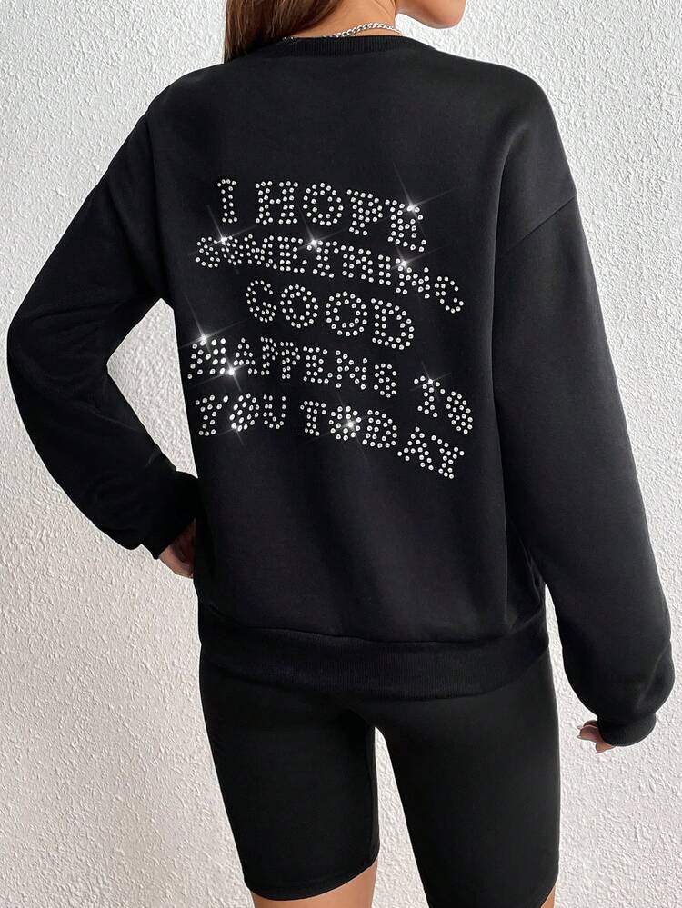 Slogan Graphic Drop Shoulder Sweatshirt Pullover Fall Sweatshirt