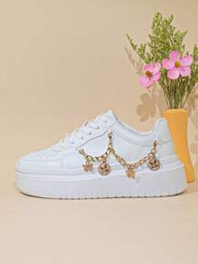 Women's Outdoor Thick-Soled Sneakers, Lightweight Comfortable Casual Platform Shoes, Plus Size - White - View 5