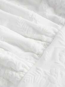 SHEIN MOD Tie Front Frill Trim Ruched Bust Crop Tee - White - View 3