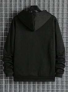 Manfinity Hypemode Nam Đồ họa Chữ cái Khóa kéo một phần tư Dây rút Hoodie - màu đen - Xem 2