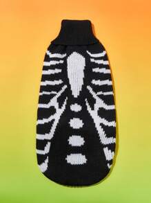 1pc Autumn/Winter Fashion Halloween Spider Pattern Pet Sweater - Black - View 1