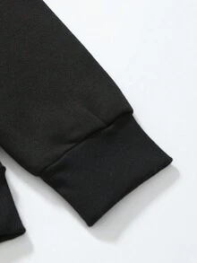 Hombres Sudadera con estampado de slogan - Negro - Ver 3