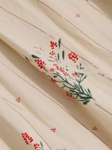 DAZY Floral Print Drop Shoulder Belted Robe Pajama - Beige - View 7