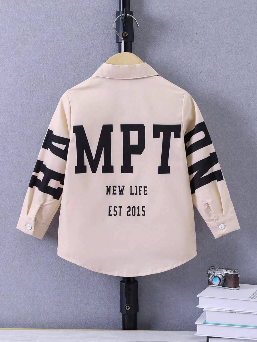 Chàng trai trẻ Đồ họa Chữ cái Áo sơ mi Without Tee - Màu be - Xem 1