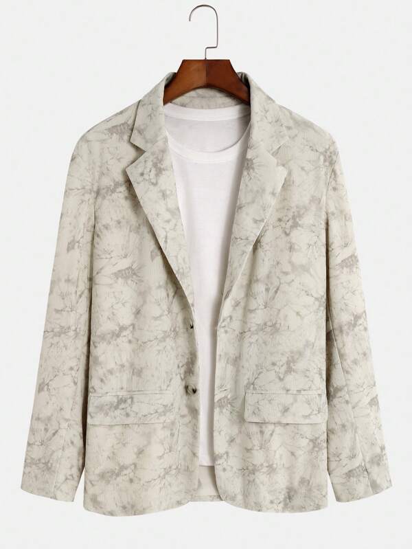 Manfinity Mode Men Marble Print Corduroy Blazer Without Tee
