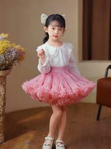 撞色女童（小）半身裙