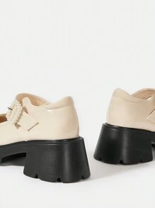 SheIn MOD Giày đế bệt Mary Jane thời trang dành cho nữ - trắng - Xem 4
