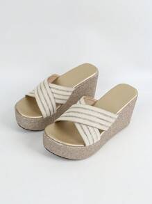 de mujeres dorado Sandalias de plataforma plana , verano nuevo Zapatillas planas , simple de moda Zapatos - Dorado - Ver 3