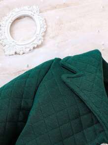 Baby Girl Solid Button Front Belted Coat - Army Green - View 5