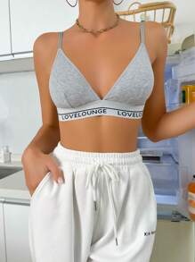 SHEIN Letter Tape Panel Cami Bralette - Grey - View 4