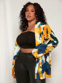 Slaydiva 大碼滿版印花西裝領西裝外套 - 彩色 - 查看 4