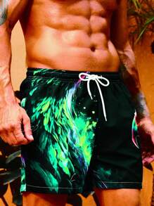 Surfspeed 男士動物印花腰部抽繩泳褲 - 藍色 - 查看 3