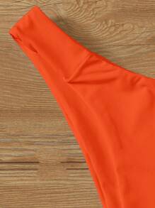 SHEIN Swim Summer Beach Triangle Tie Side Bikini Set, Bathing Suit - Orange - View 3