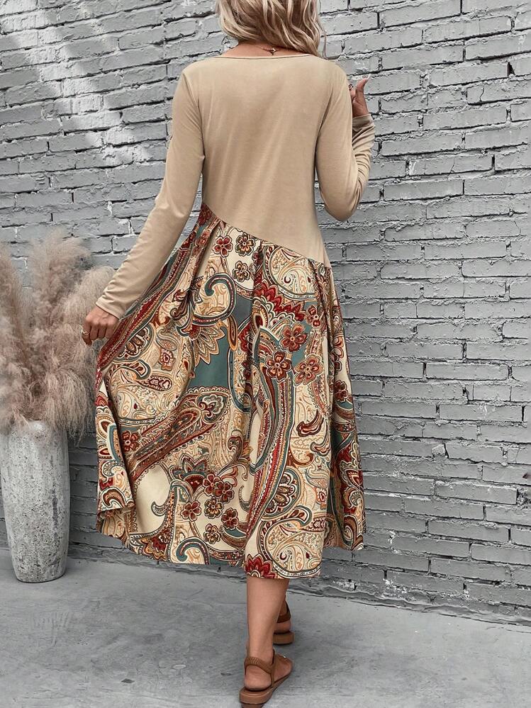Vestido con estampado de paisley con bolsillo oculto - Multicolor - Ver 2