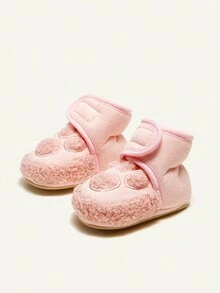 女童時尚舒適粉色靴子休閒保暖