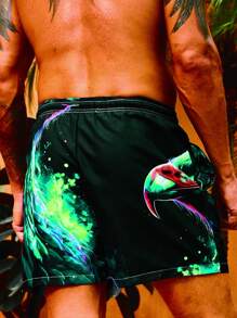 Surfspeed 男士動物印花腰部抽繩泳褲 - 藍色 - 查看 2