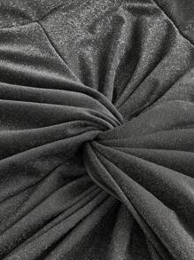 SHEIN BAE 前扭結高衩金屬亮絲掛脖洋裝